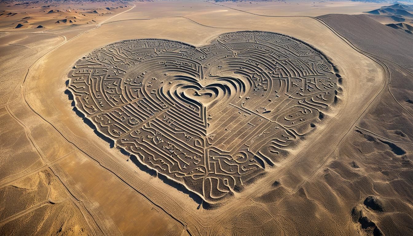 Heart-Shaped Nazca Lines: Aerial View of Geoglyphs