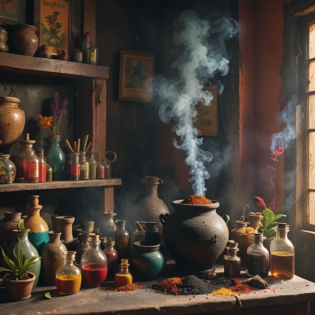 Caribbean Home Interior with Herbal Remedies