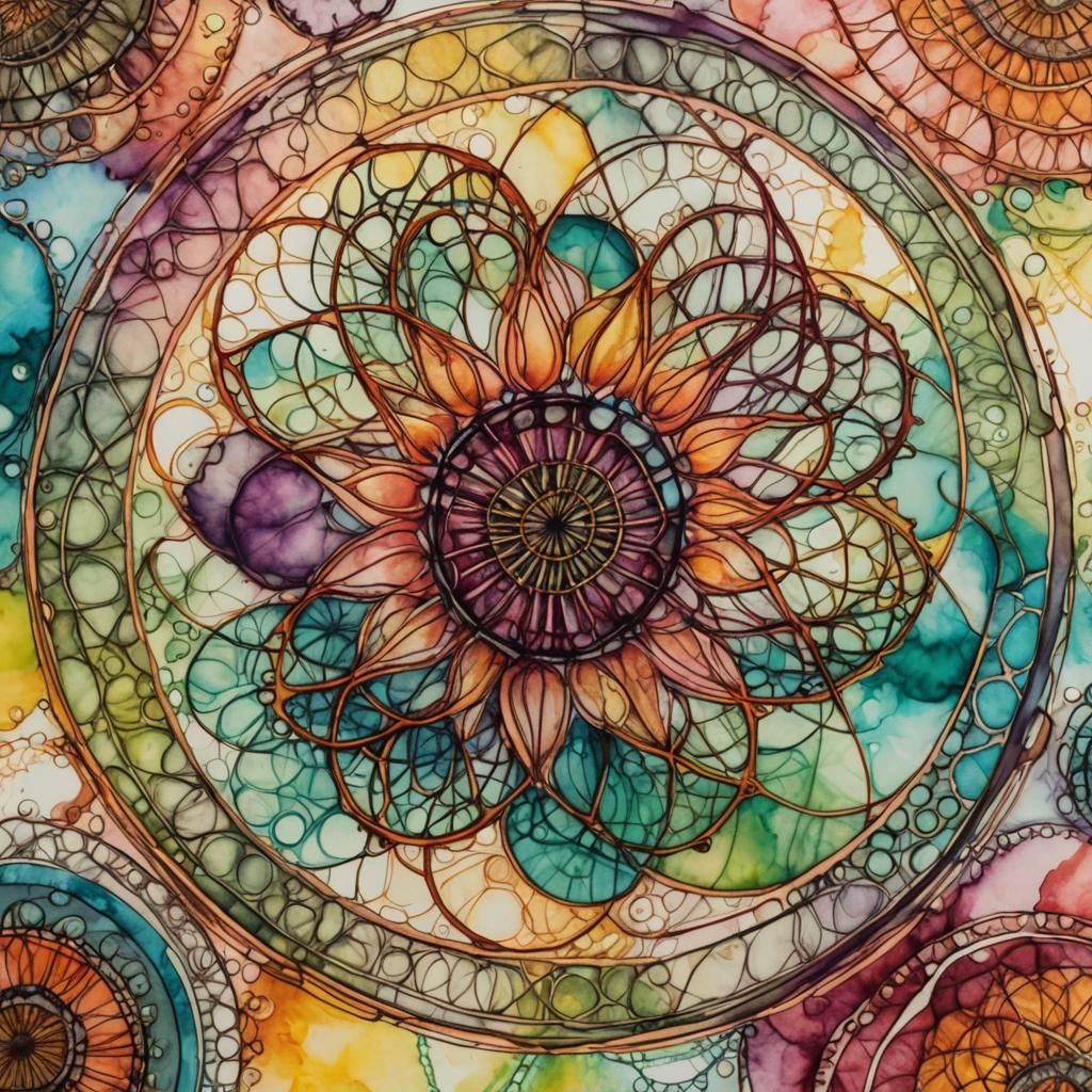 Alcohol Ink Spirograph Abstract Art