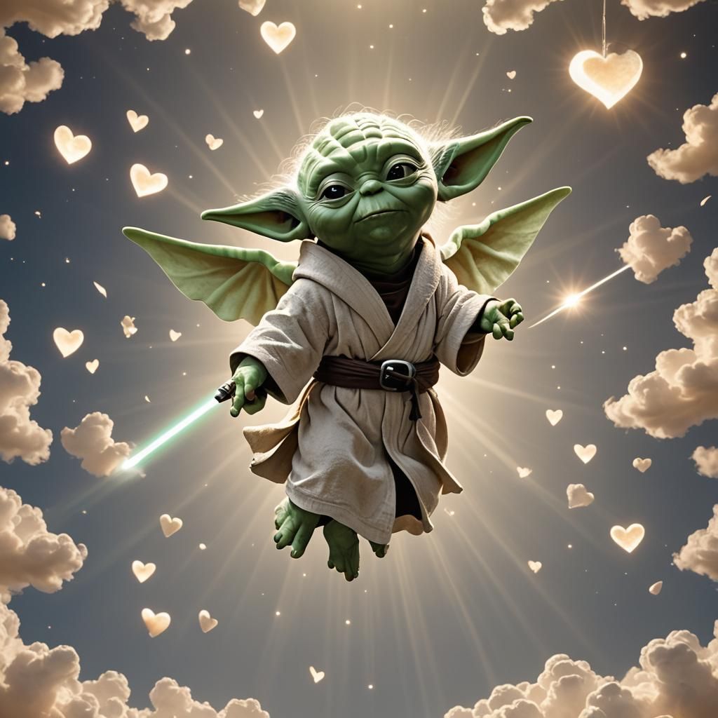 Yoda as Cupid in Heavenly Light