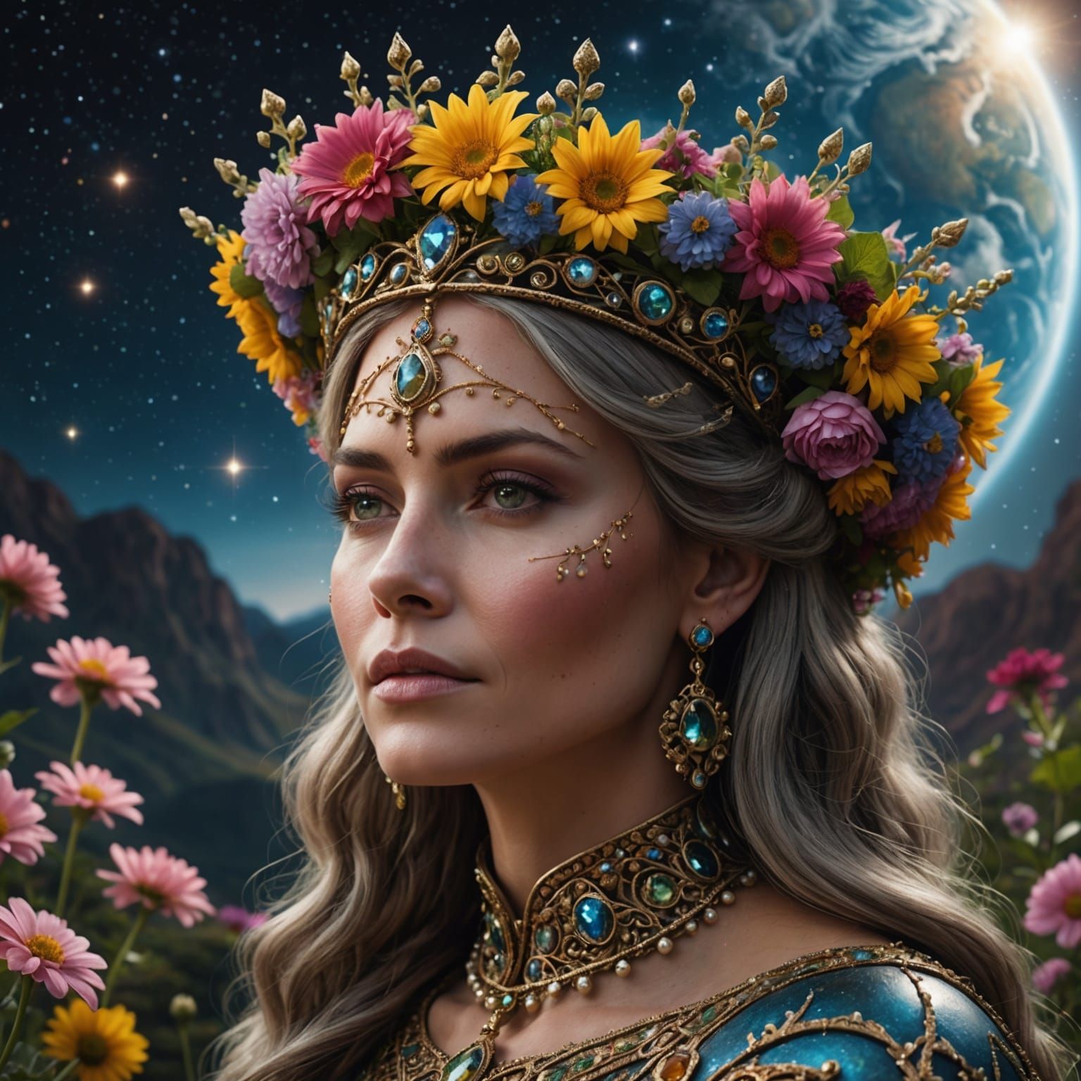 Cosmic Mother Earth in Stunning Realism