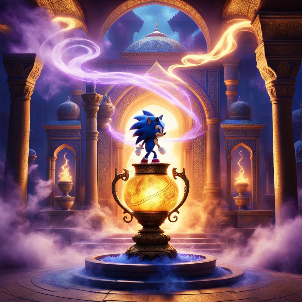 Sonic the Hedgehog Meets Majin in Matte Painting