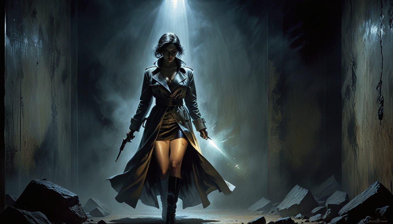 Ethereal Detective Unveils Midnight Secrets in Double Exposu...