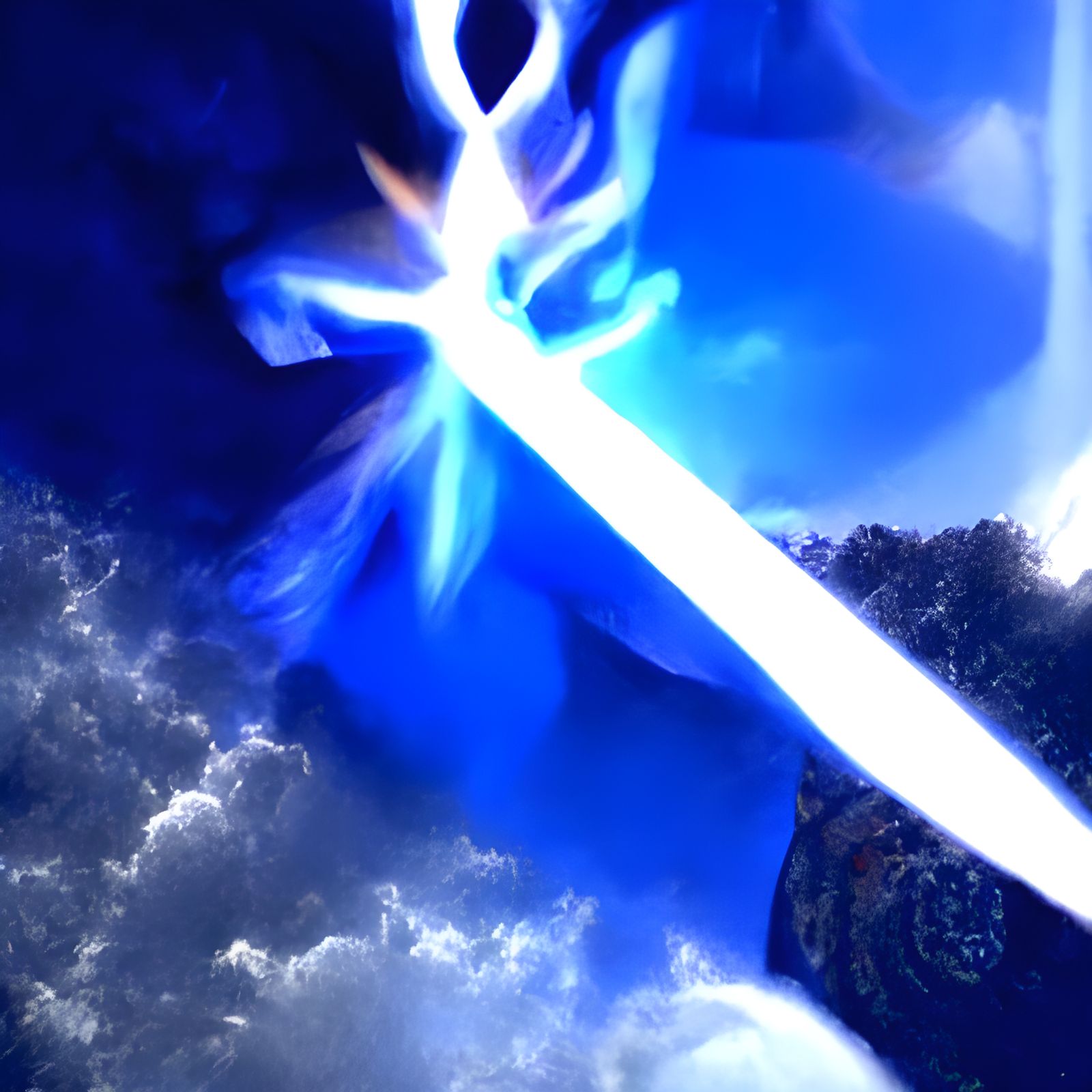 Samurai with Glowing Sword in Divine Light