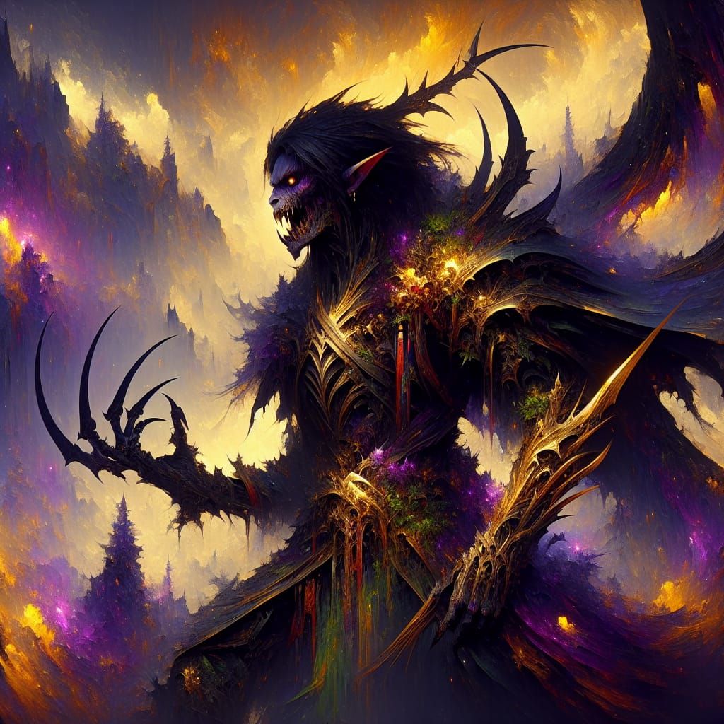 Dark Fantasy Orc Maiden in Art Nouveau Style