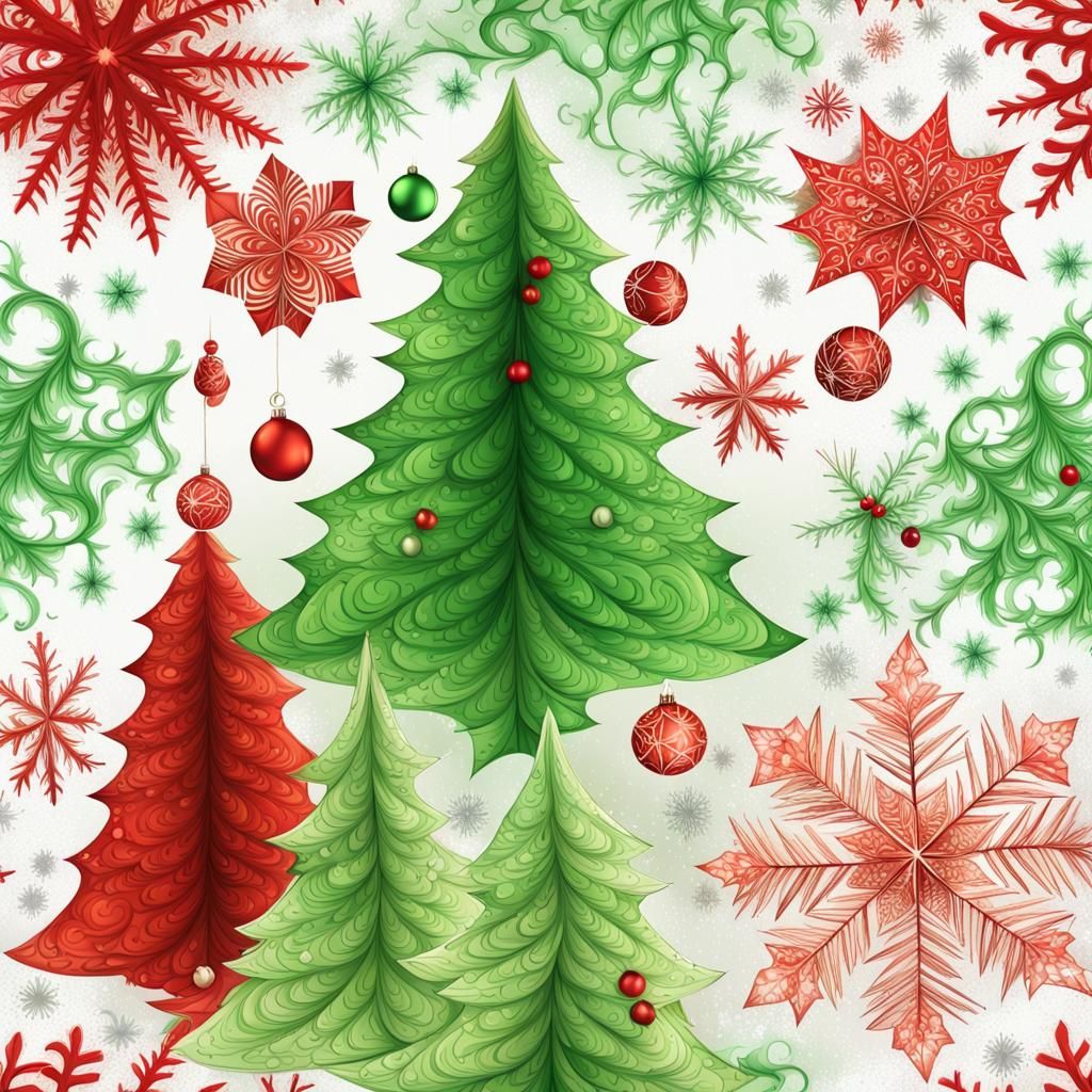 Poison Ivy Celebrates Christmas in Abstract Watercolor