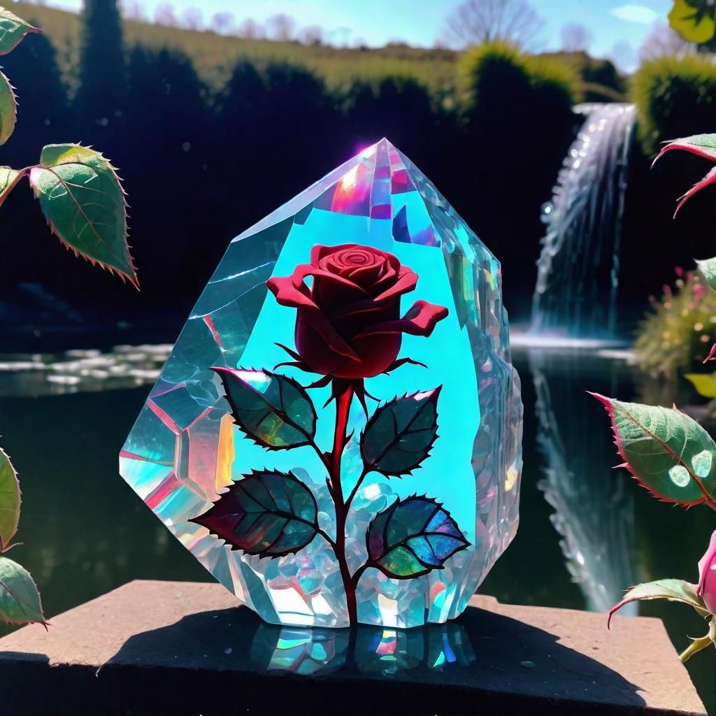 Blood Red Crystal Rose in Fairycore Garden