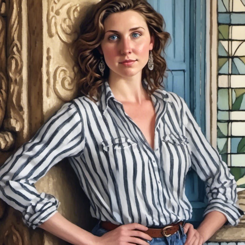 Shy Brunette Woman with Hesitant Allure