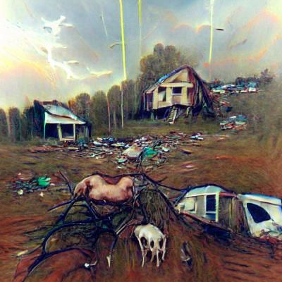 Post-Apocalyptic Tornado Aftermath, Inspired by Beksiński