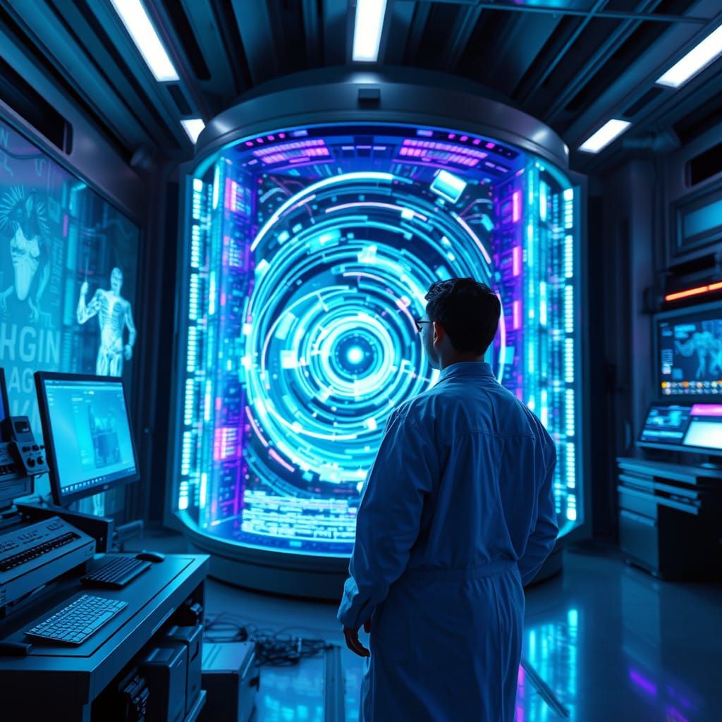 Futuristic Scientist Contemplates Artificial General Intelli...