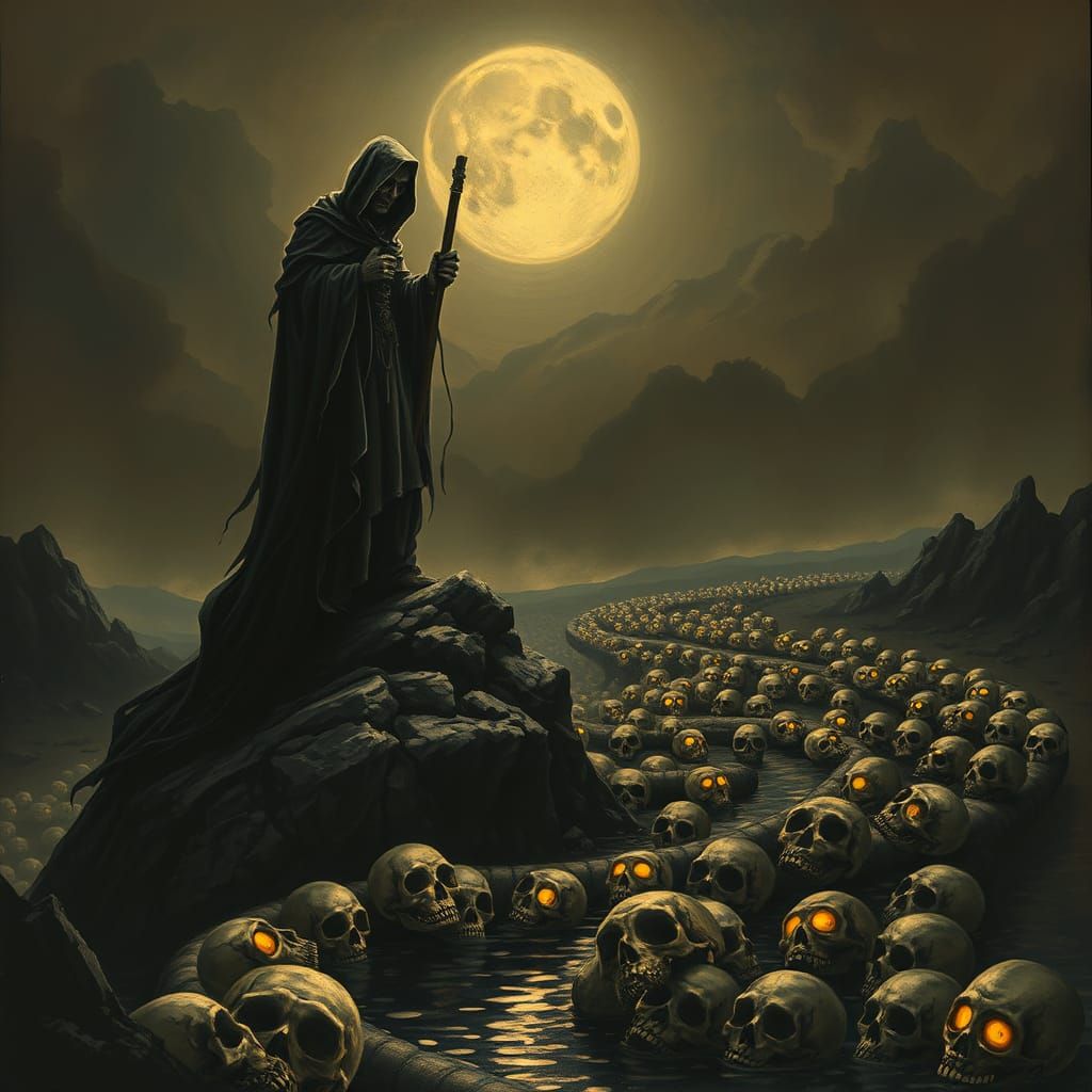 Grim Reaper Watches Over Skull River