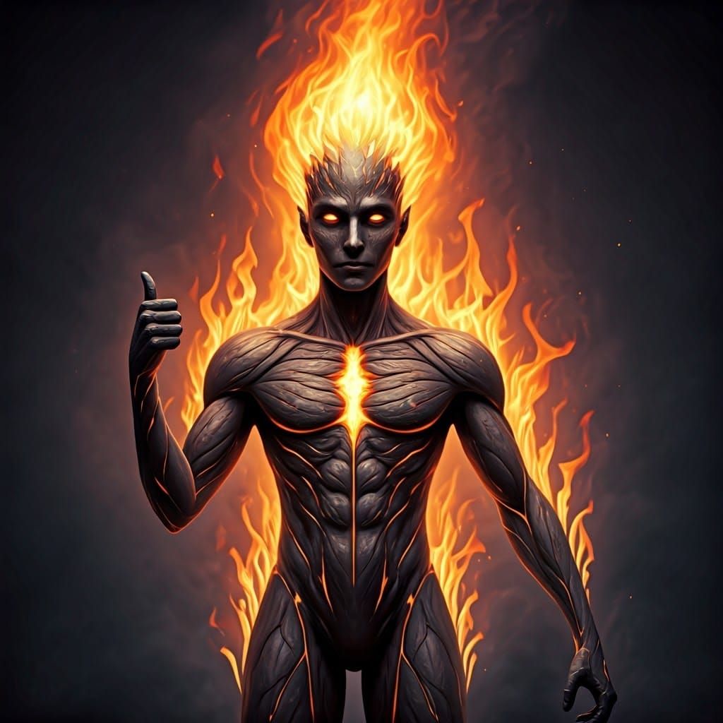 Surrealistic Fire Elemental in Triumph