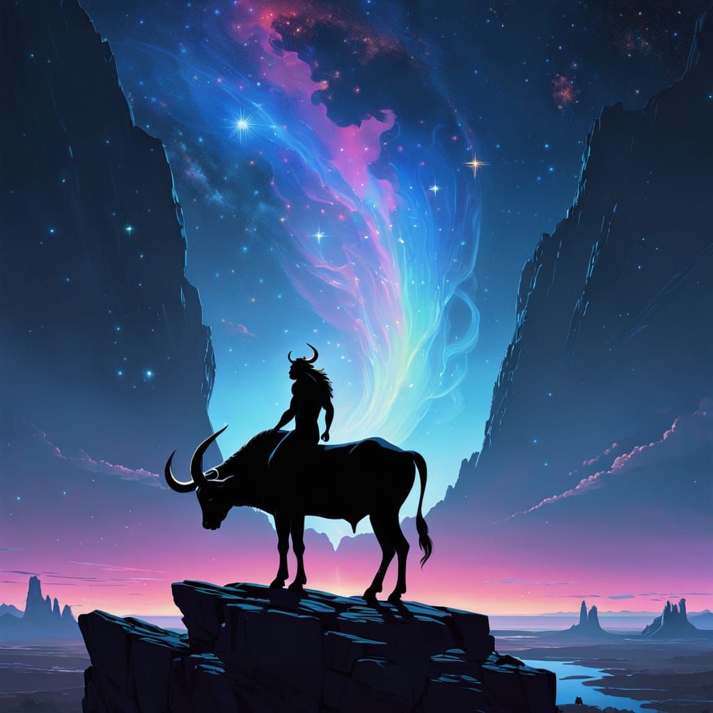 Majestic Centaur Stands in Awe of Celestial Taurus