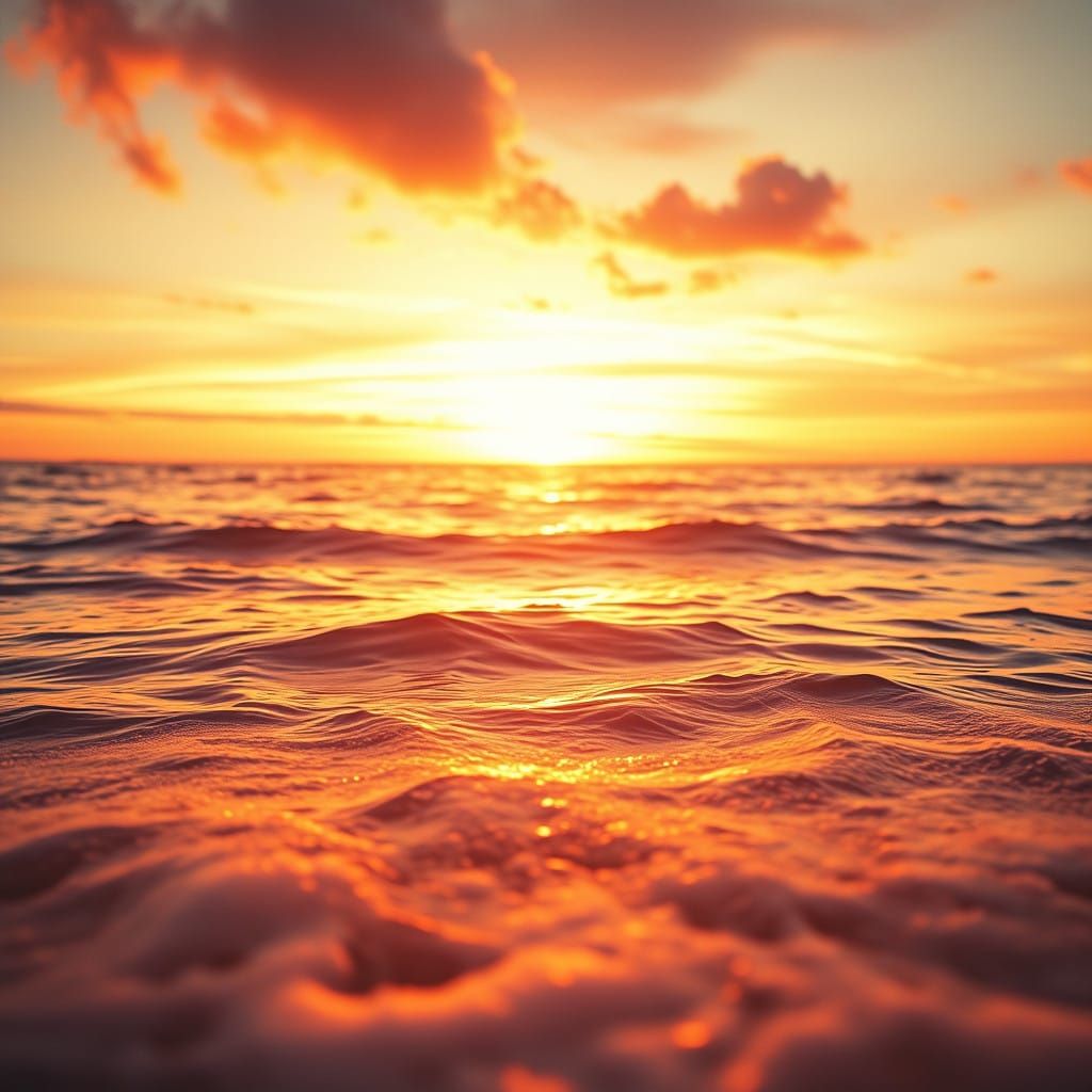 Serene Ocean Sunset in Warm Golden Hues