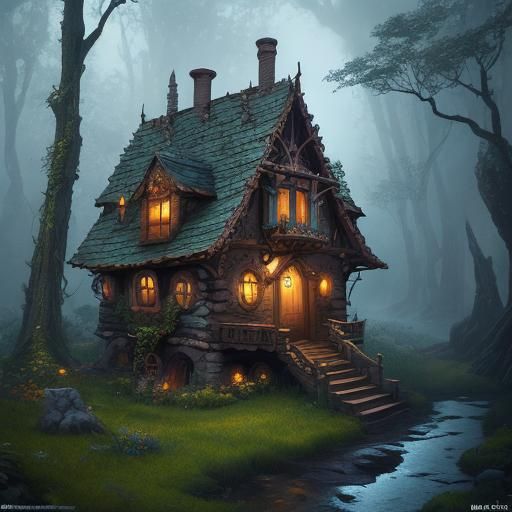 Whimsical Fairy Tale House in Detailed Matte Painting