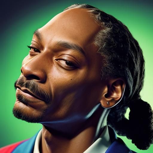 Hyperrealistic Portrait of Snoop Dogg in Splash Art Style