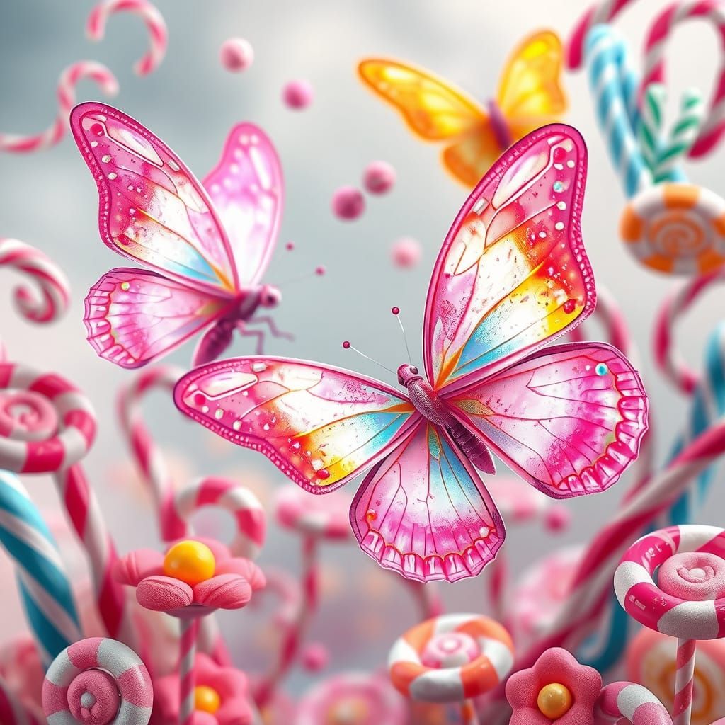 Sugar Kissed Butterflies Dance in Whimsical Candyland