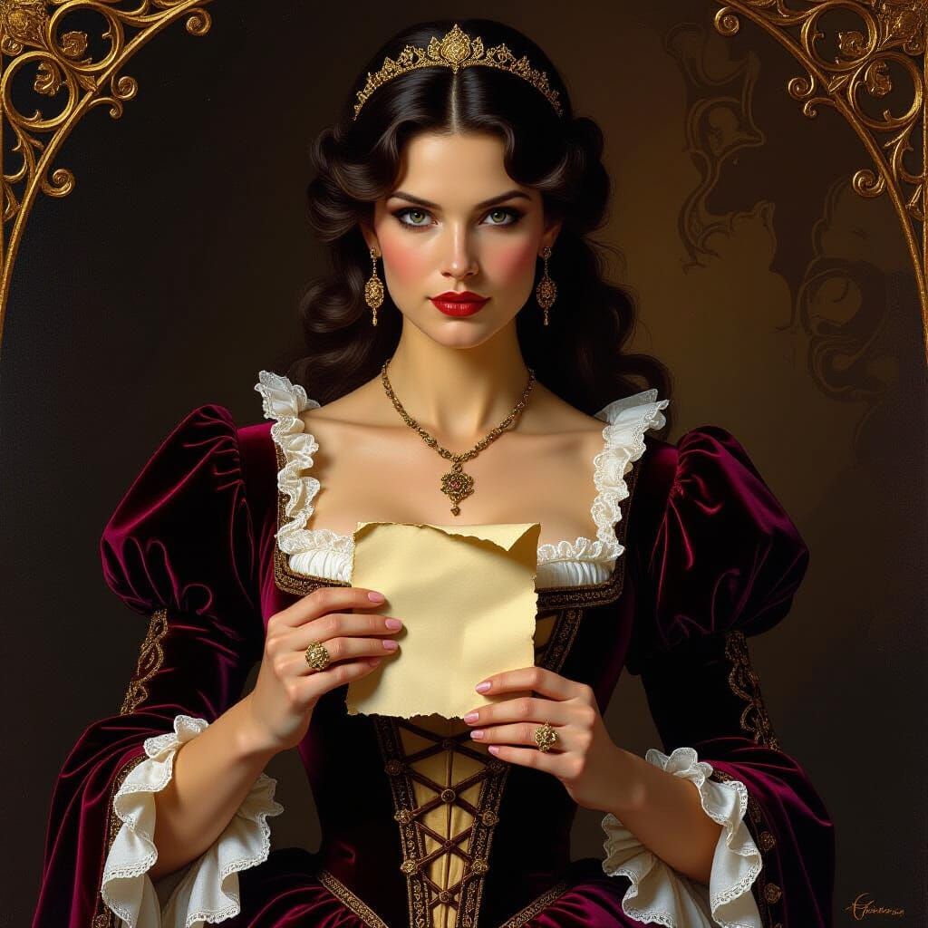 Renaissance Woman Hiding a Secret Note