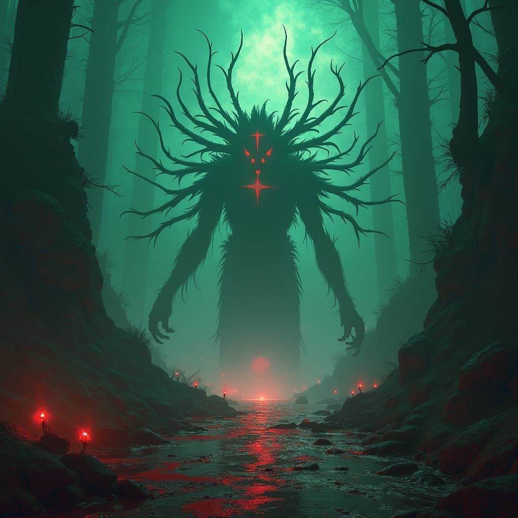 Mystical Game Cover Art in Dark Fantasy Style