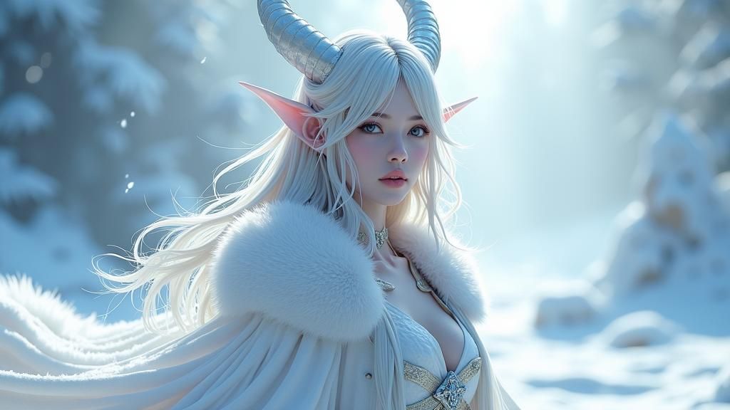 Icy Devil Woman in Anime Style