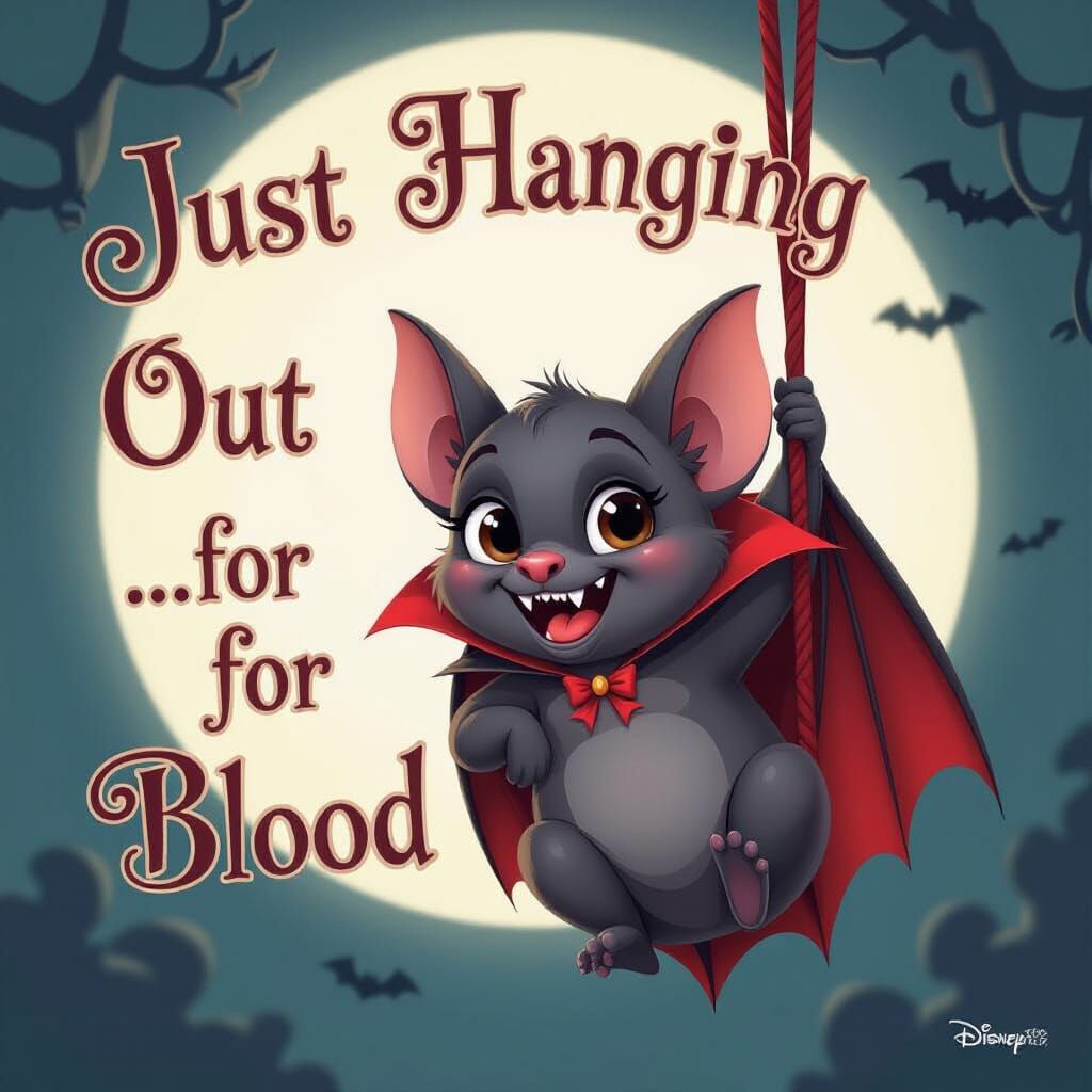 Cute Vampire Fruit Bat Hanging Upside Down