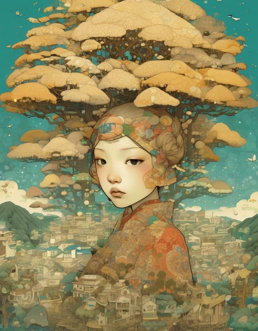 Whimsical Tree in a Vibrant Aesthetic