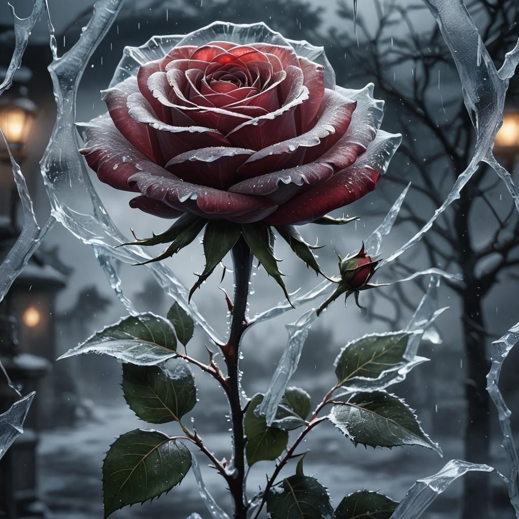 Glass Rose: Hyperrealistic Manga-Style Light Sculpture