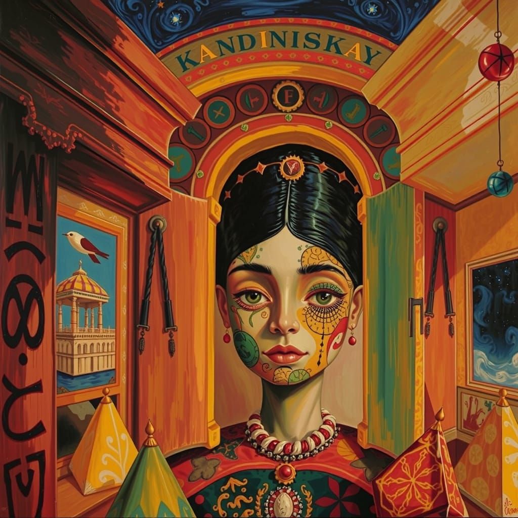Kandinsky Queen in Psychedelic Expressionist Style