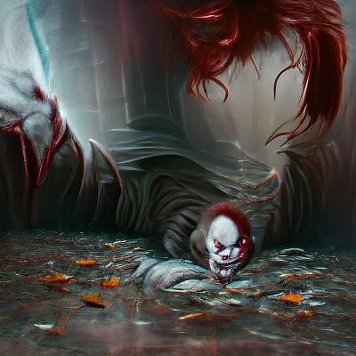 Sinister Pennywise Portrait in Dark Fantasy Style