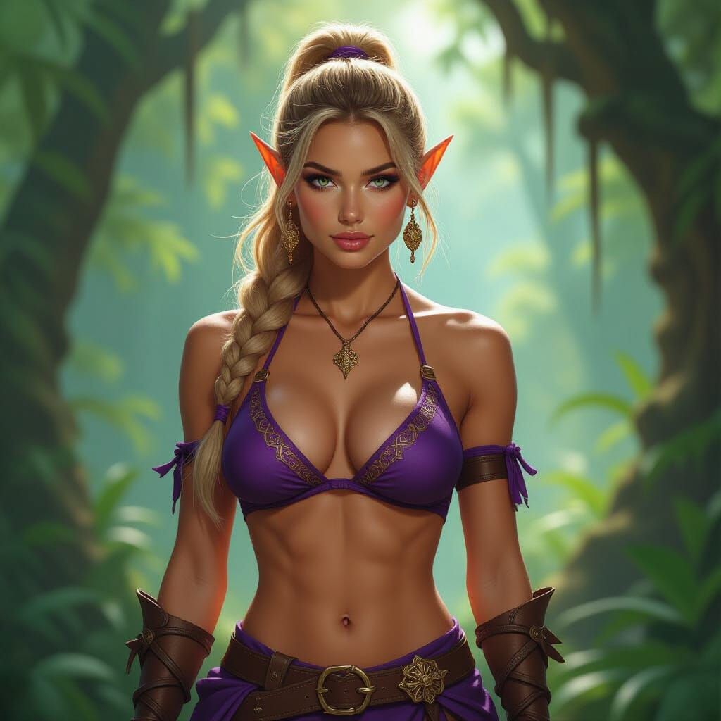 A beautiful light elf pirate queen