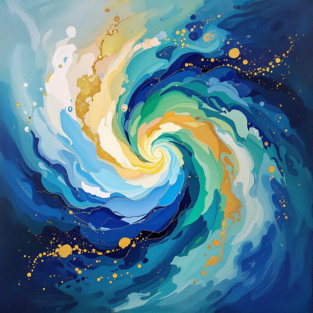 Abstract Swirl of Blue, Green, and Gold Light