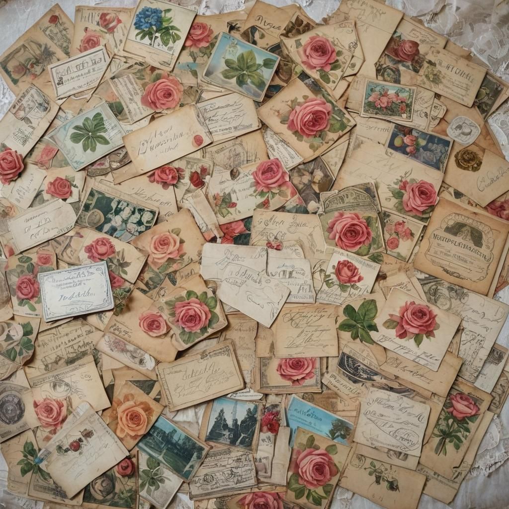 Vintage Labels and Postcards in French Market Style