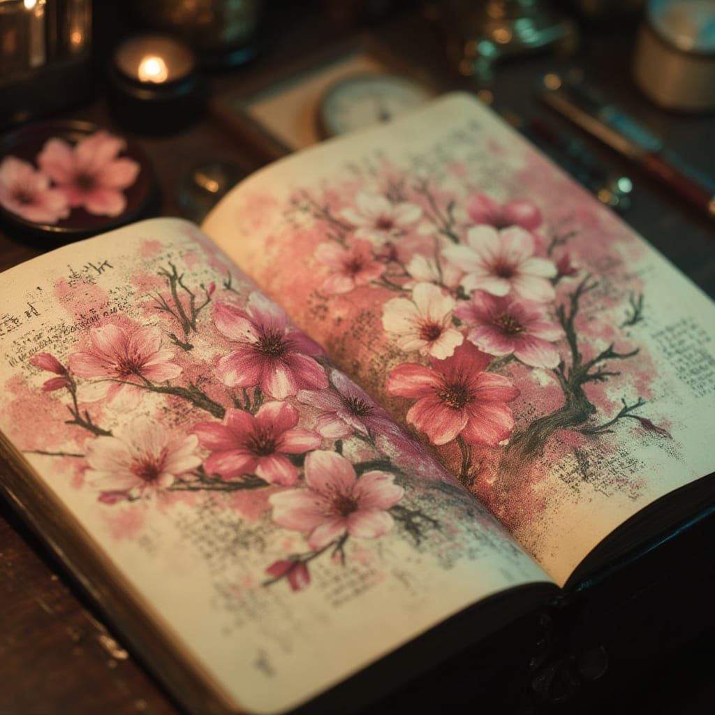 Sakura Painting Comes Alive in Hyperrealistic Sketchbook