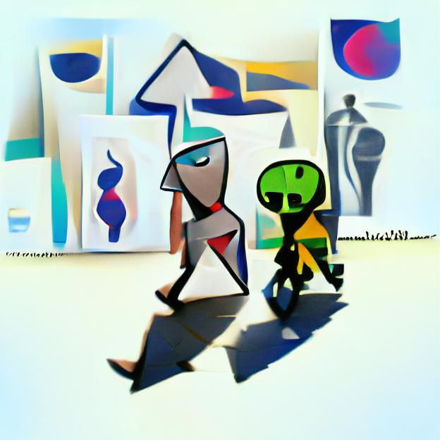 Alien and Human Walking Together