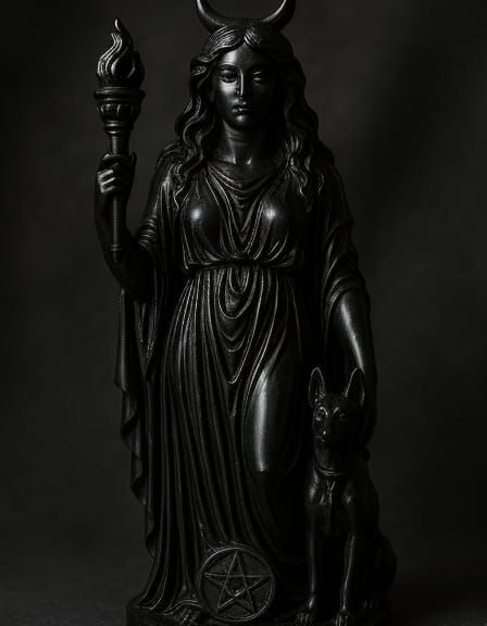 Black Obsidian Statue of the Goddess Hecate