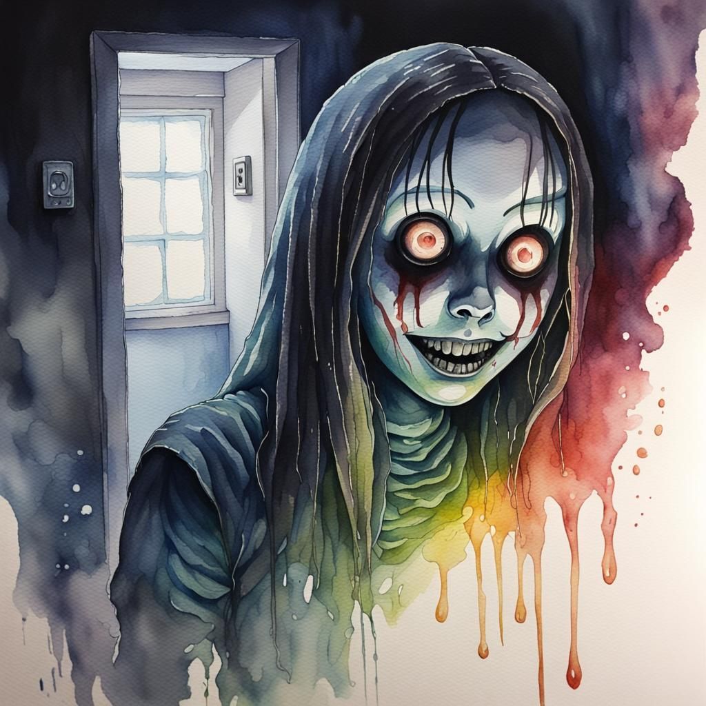 Shadowy Poltergeist in Hyperdetailed Watercolors