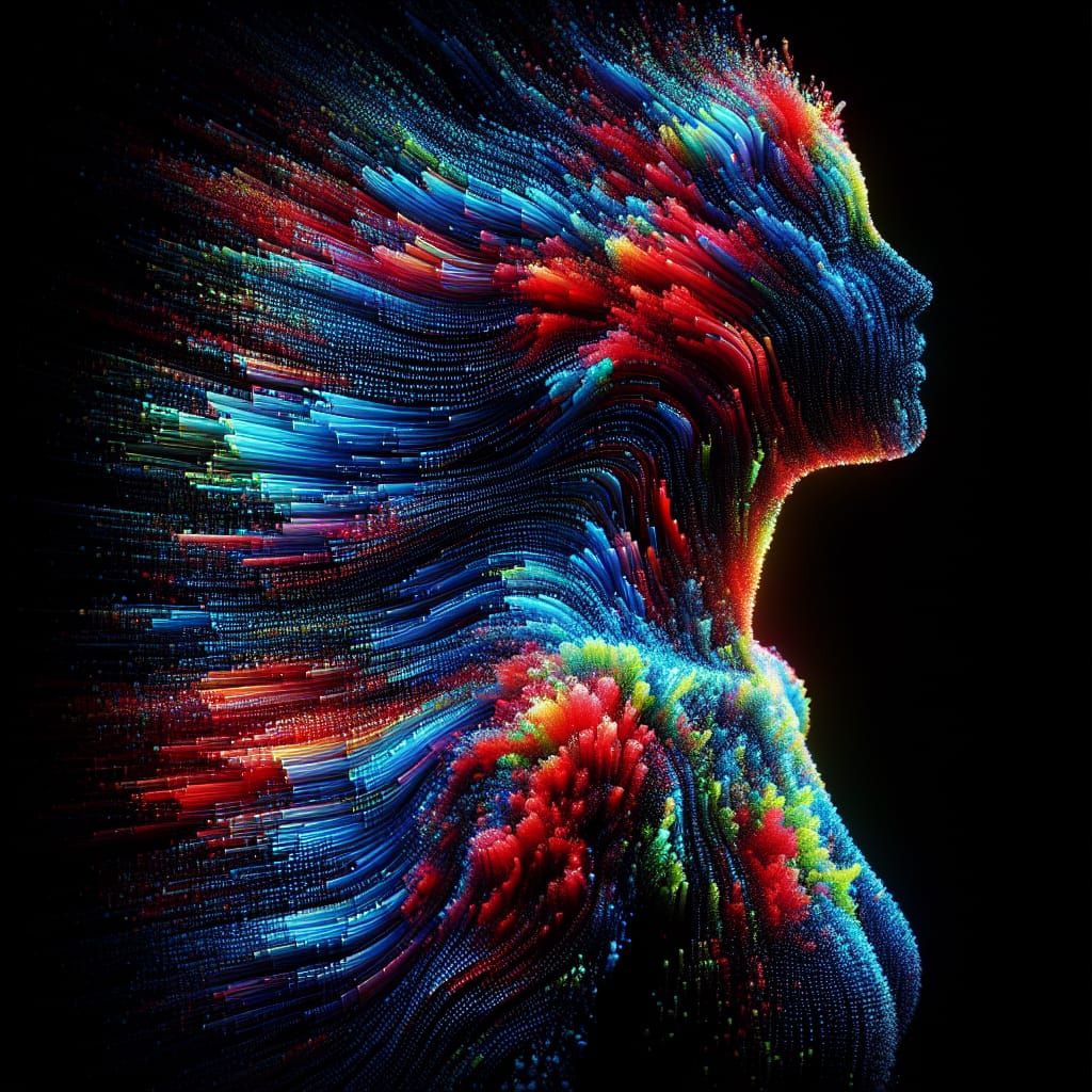 Vibrant Binary Code Silhouette in 8K Ultra HD