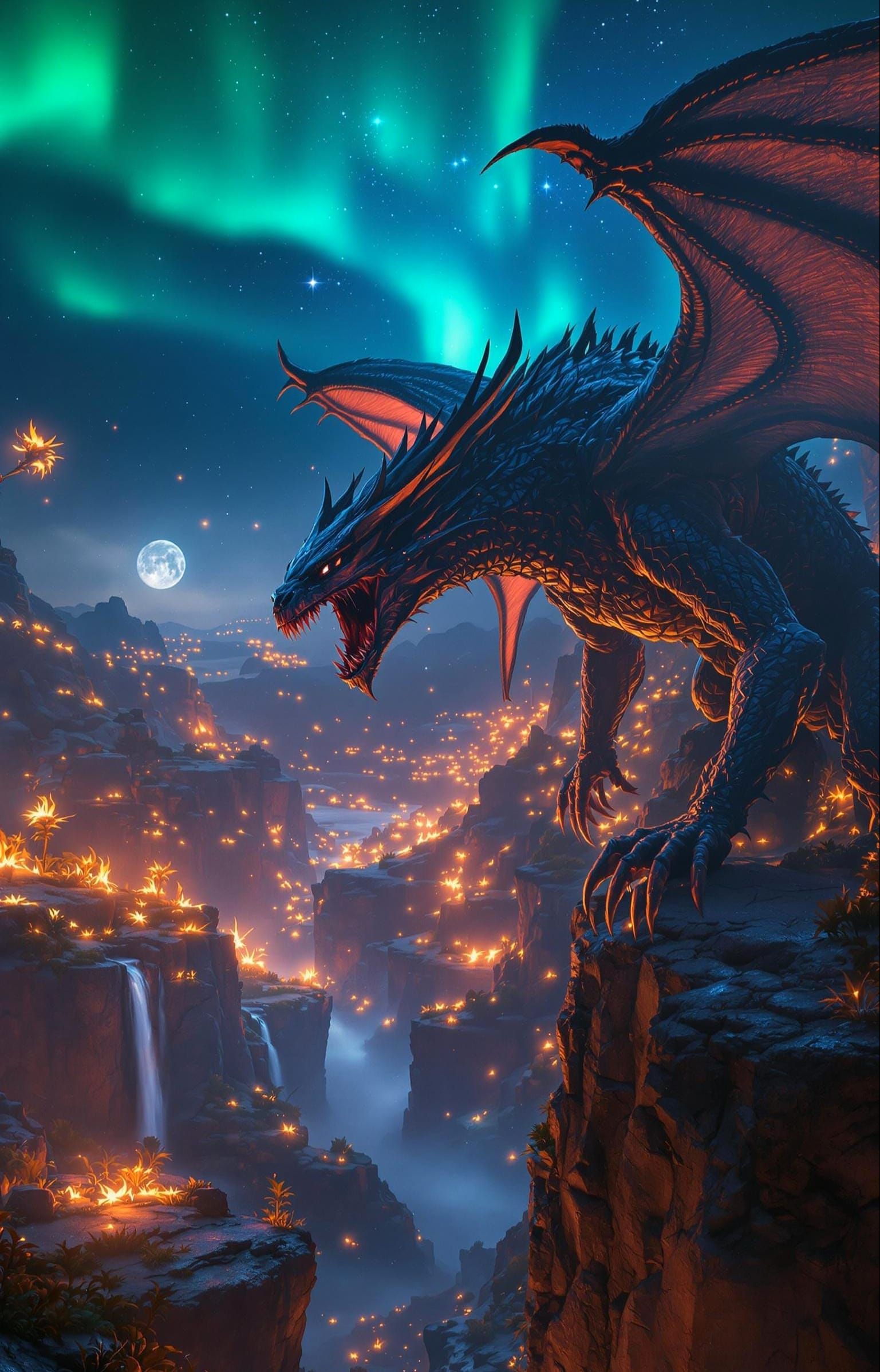 Surreal Beast in Epic Nighttime Landscape