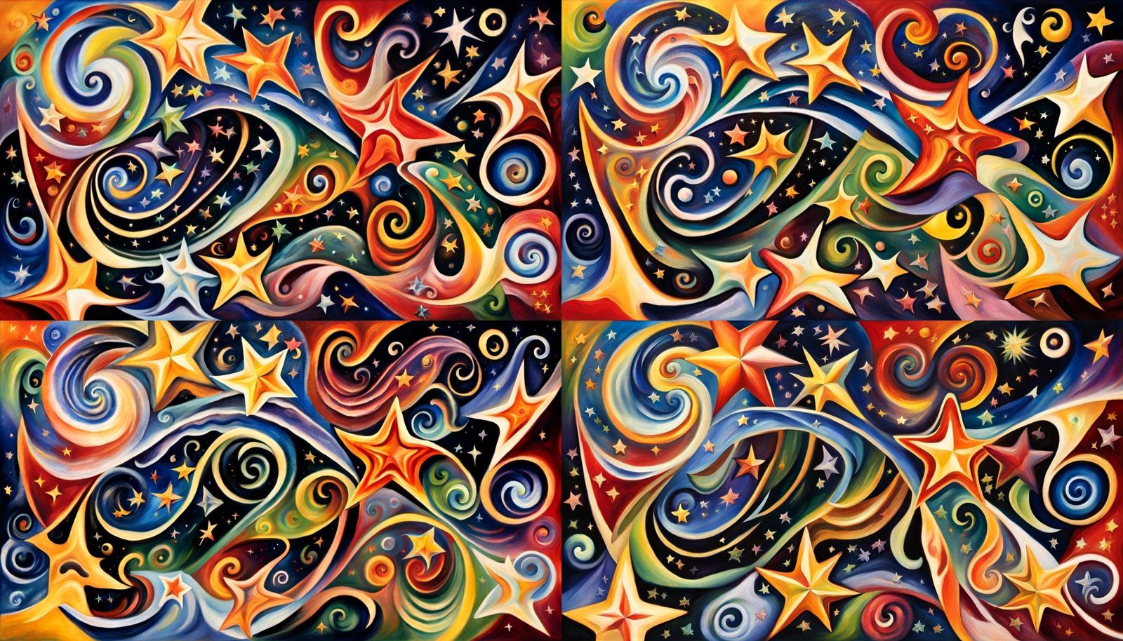 Cosmic Star Dance in Impasto Oil Style