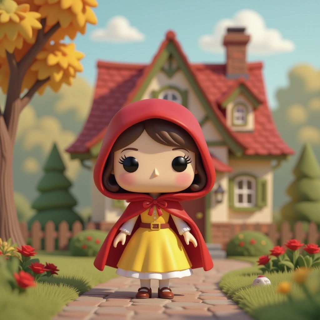 Funko Pop Figure Disney Little Red Riding Hood in front of h...