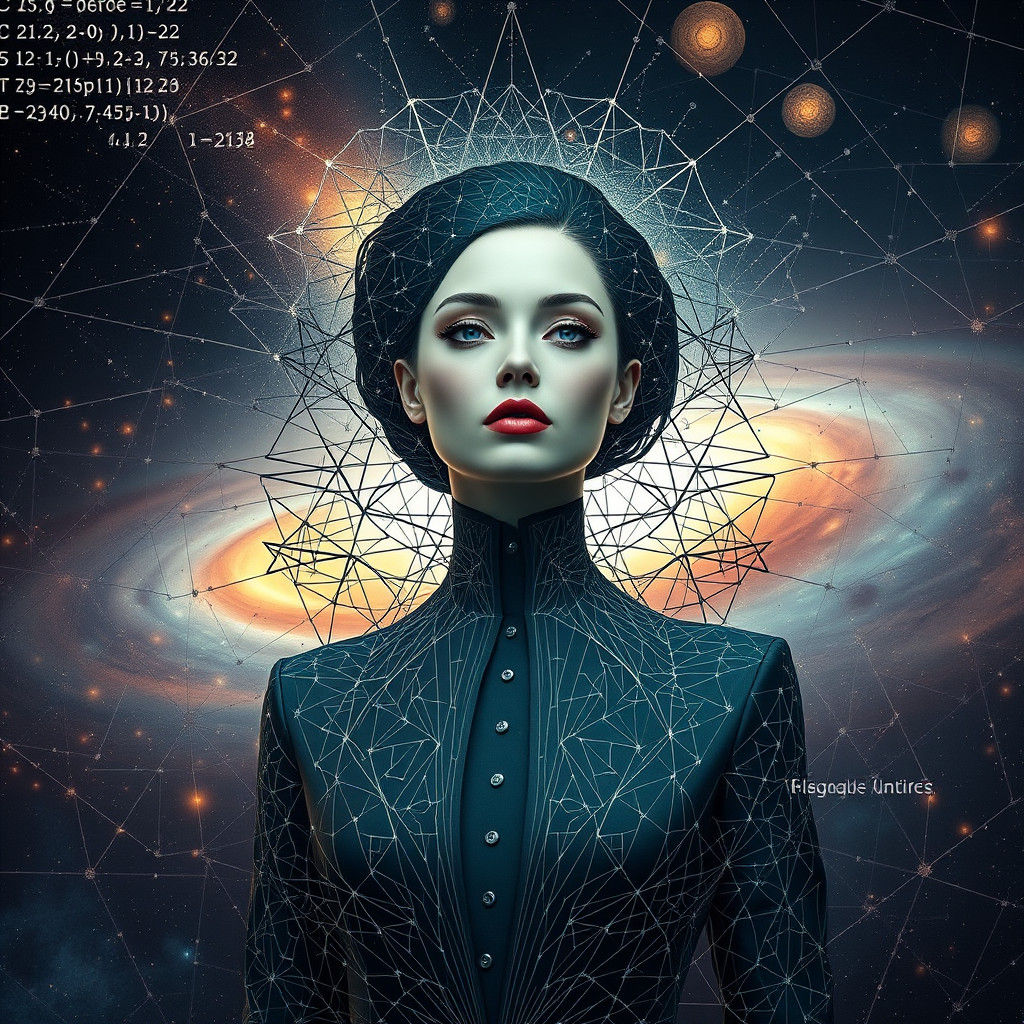 Futuristic Woman Embodies Quantum Physics and Biology
