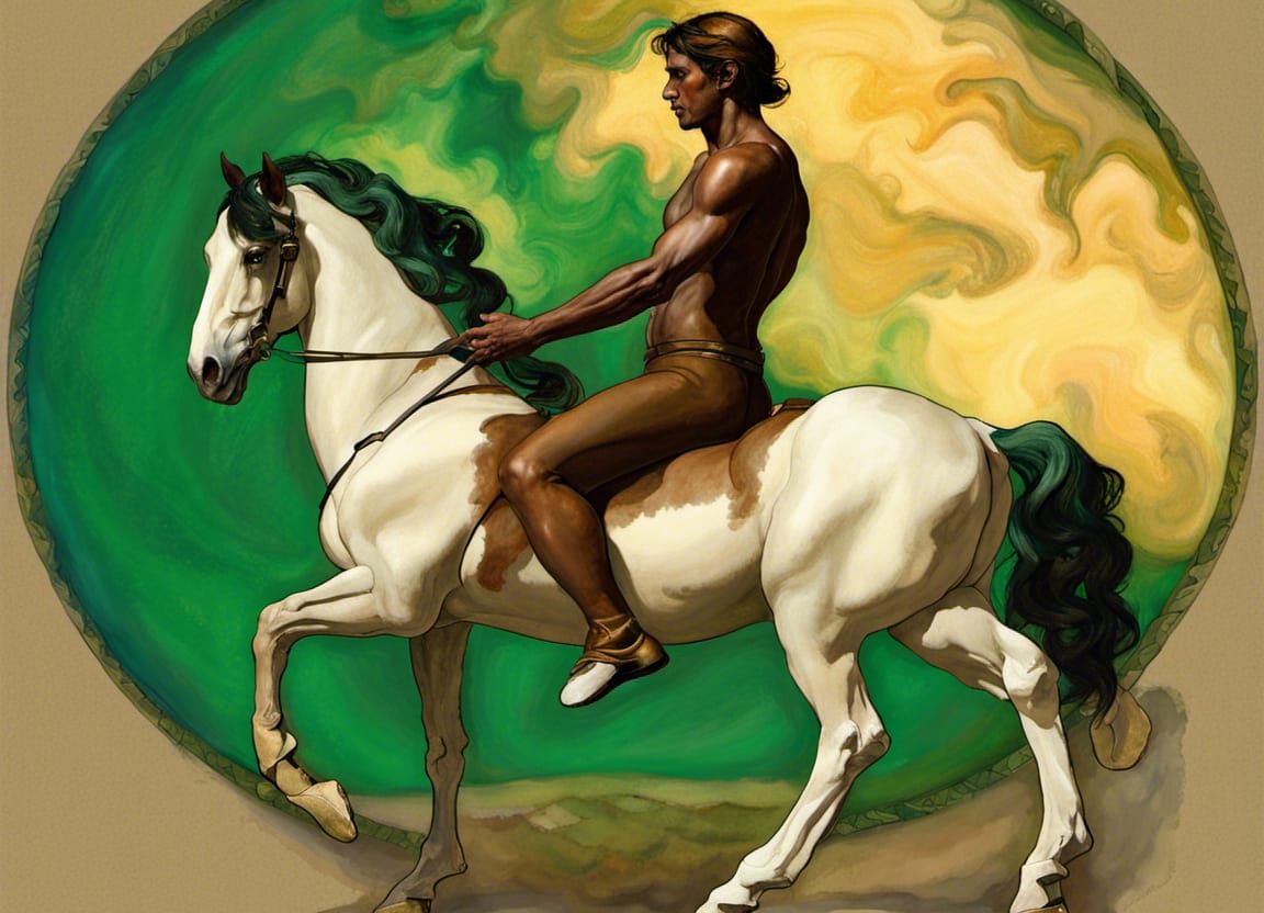 Horse & Rider - classic greco feel (painting)