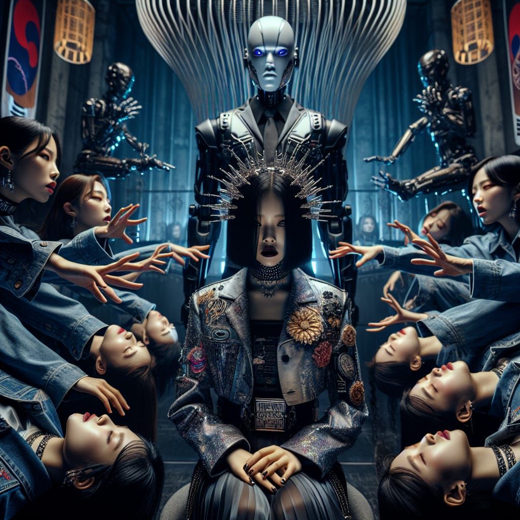 Rebellious Korean Woman and Hypnotist Robot