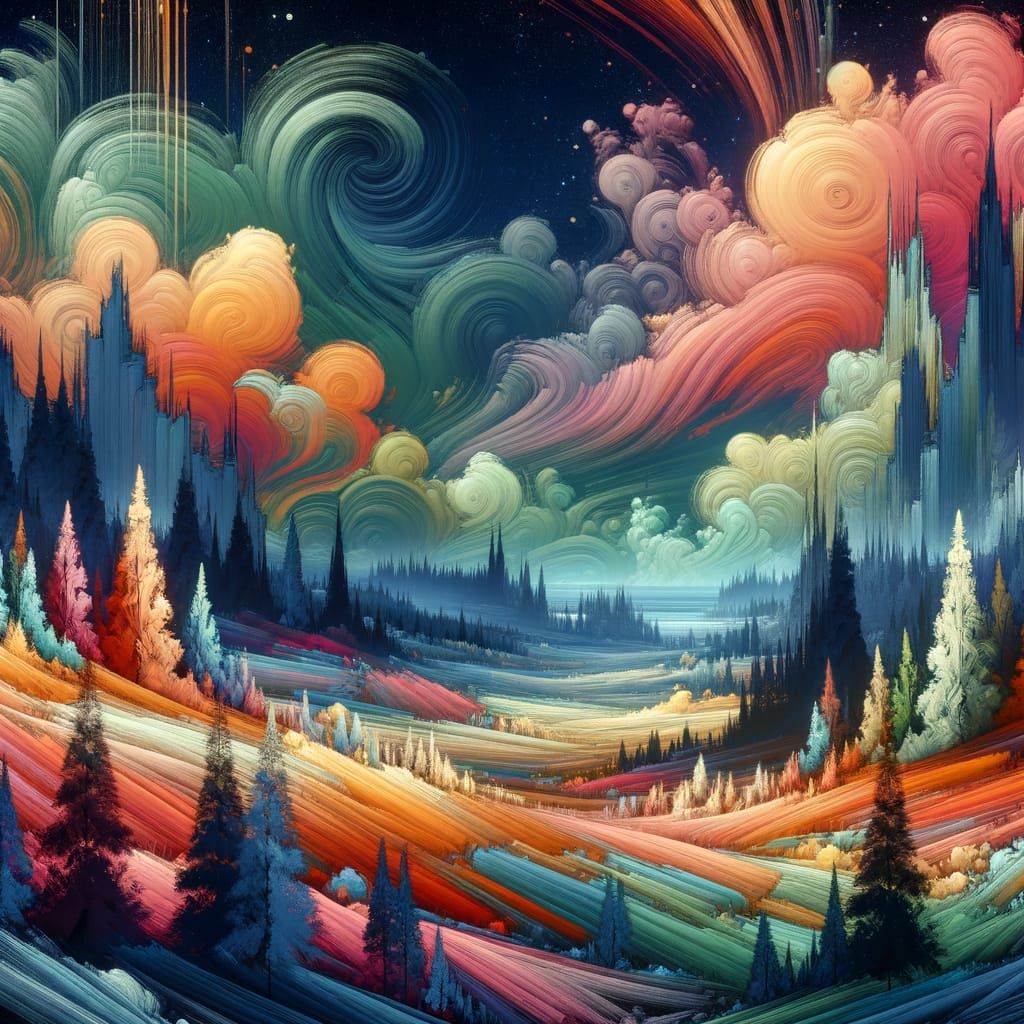 Enchanted Fantasy Landscape in Chalk Art Style