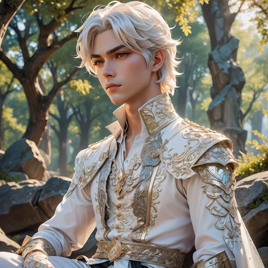 Anime Prince with Dagger in Manga Style