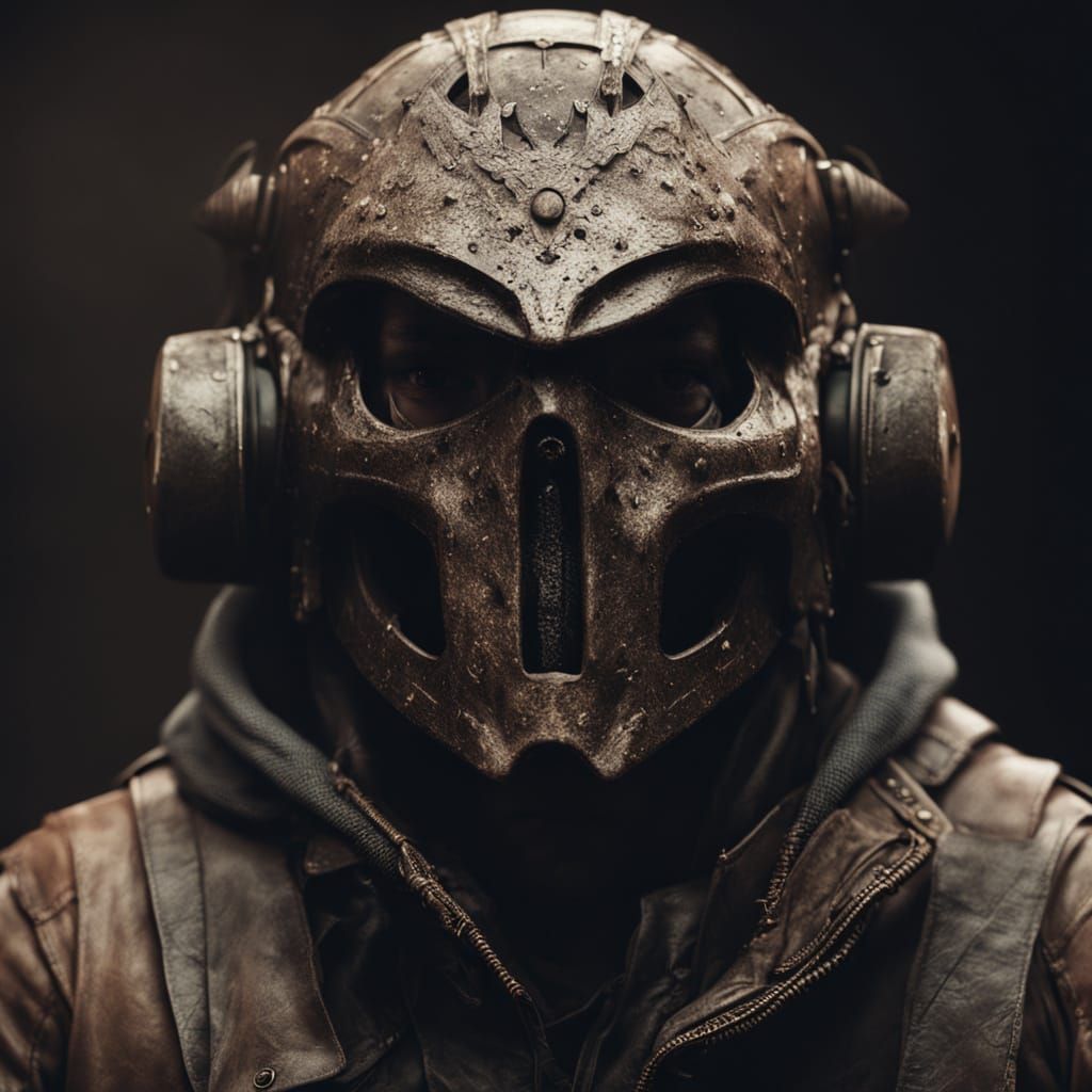 Weathered Predator in Earth-Toned Helmet