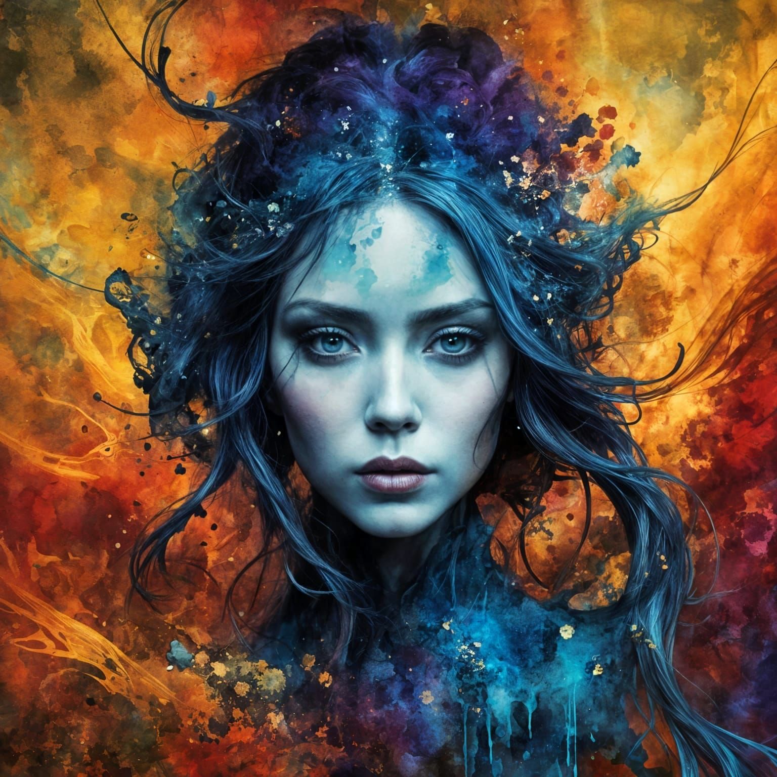 Vibrant Watercolor Portrait of a Woman