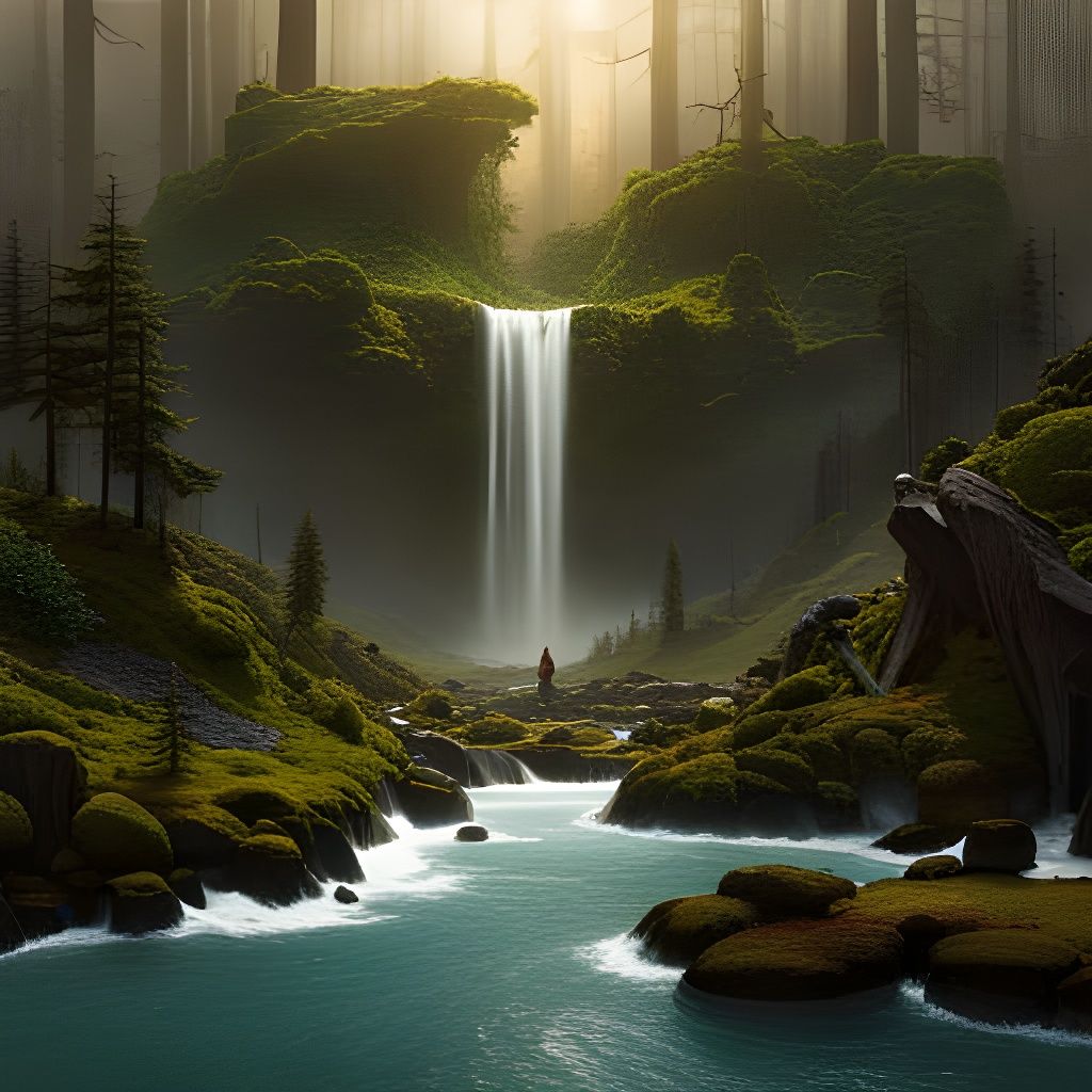 Surreal Landscape Collage with Enchanted Forest