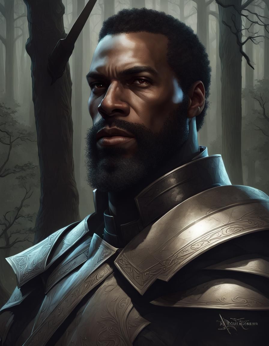 Knight in Dark Forest, Comic Book Art Style