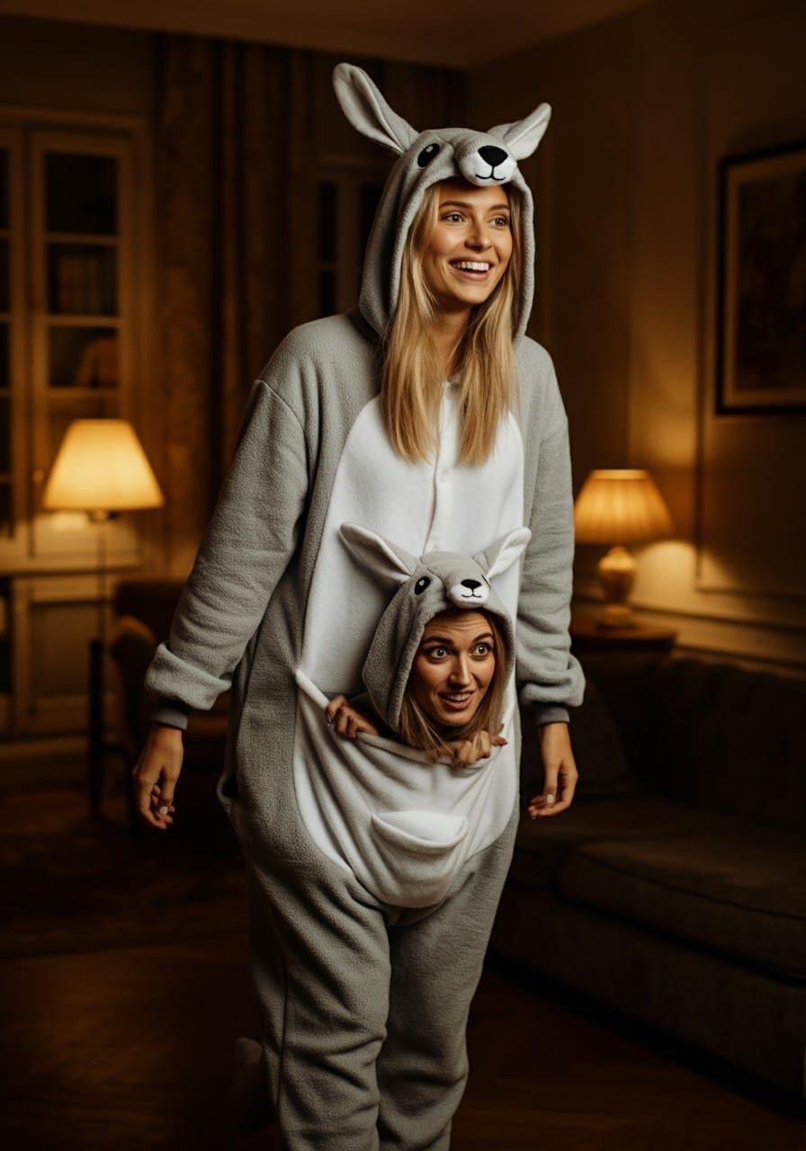 Women in Kangaroo Costume: Hyperrealistic Cinematic Portrait